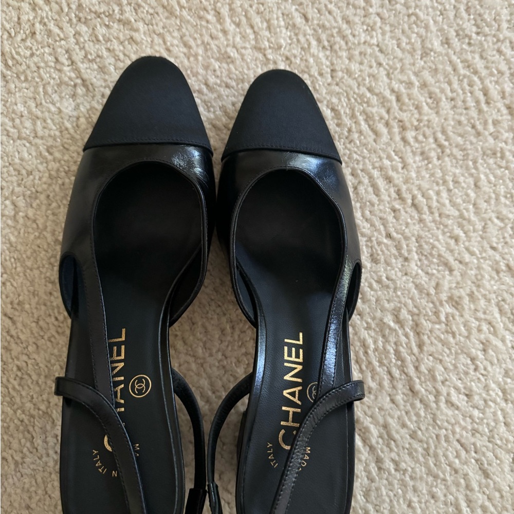 Chanel classic slingbacks.